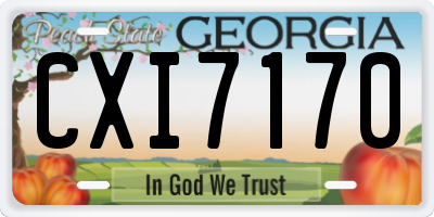 GA license plate CXI7170