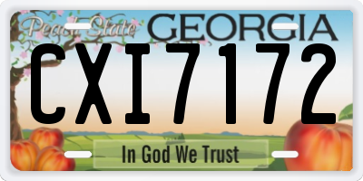 GA license plate CXI7172