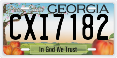 GA license plate CXI7182