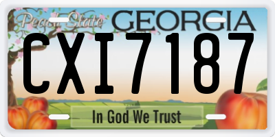 GA license plate CXI7187