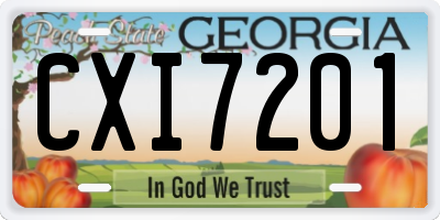 GA license plate CXI7201
