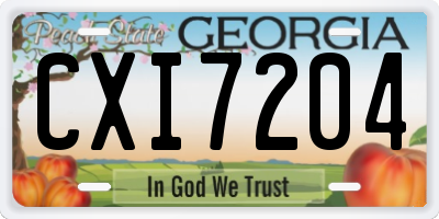 GA license plate CXI7204