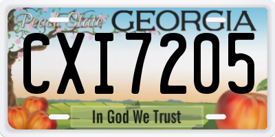 GA license plate CXI7205