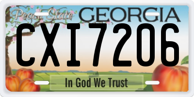 GA license plate CXI7206