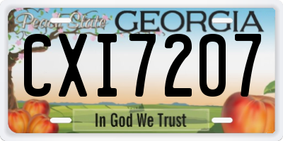 GA license plate CXI7207