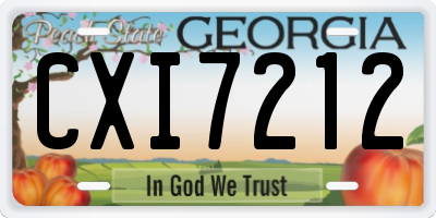 GA license plate CXI7212