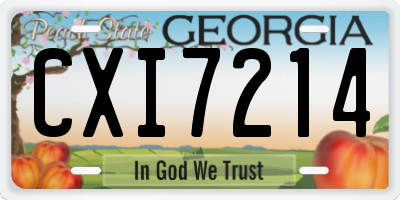 GA license plate CXI7214