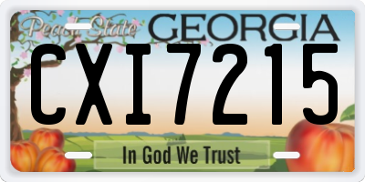 GA license plate CXI7215