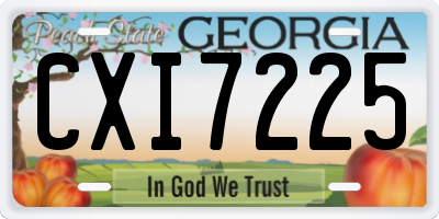 GA license plate CXI7225