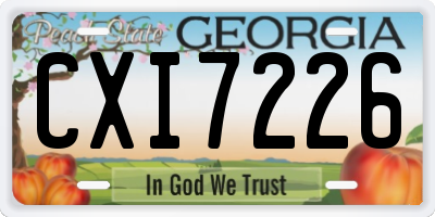 GA license plate CXI7226