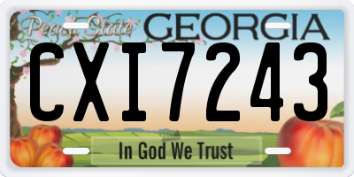 GA license plate CXI7243