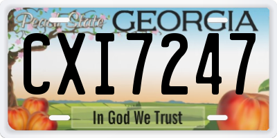GA license plate CXI7247