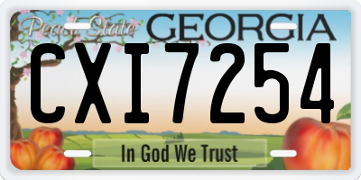 GA license plate CXI7254