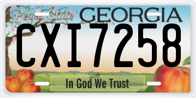 GA license plate CXI7258