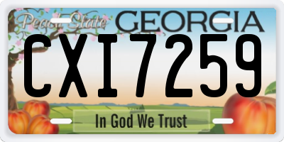 GA license plate CXI7259