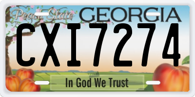 GA license plate CXI7274