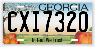 GA license plate CXI7320