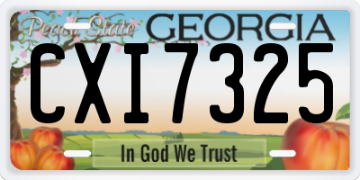 GA license plate CXI7325