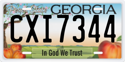GA license plate CXI7344