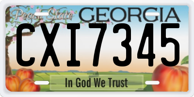 GA license plate CXI7345