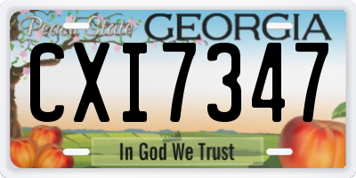 GA license plate CXI7347