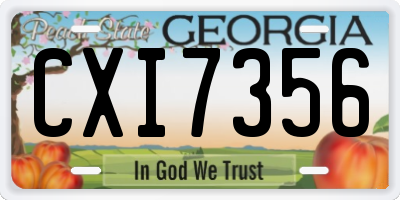 GA license plate CXI7356