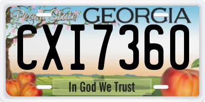 GA license plate CXI7360