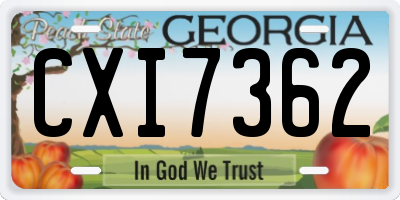 GA license plate CXI7362