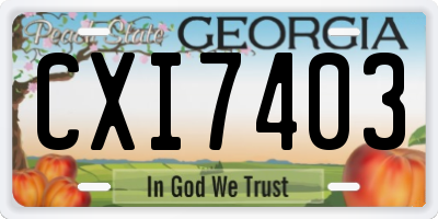 GA license plate CXI7403