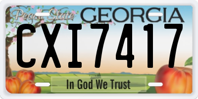 GA license plate CXI7417