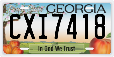 GA license plate CXI7418