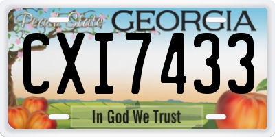 GA license plate CXI7433