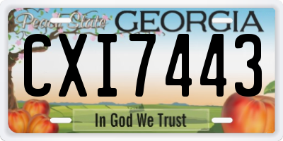 GA license plate CXI7443