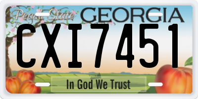 GA license plate CXI7451
