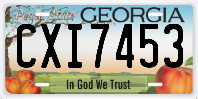 GA license plate CXI7453