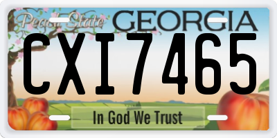 GA license plate CXI7465