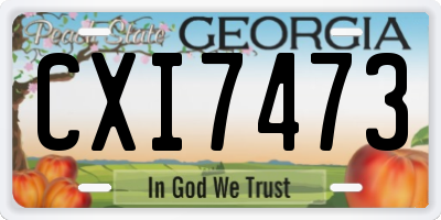GA license plate CXI7473