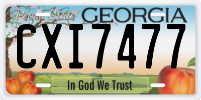 GA license plate CXI7477