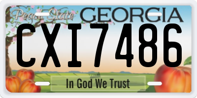 GA license plate CXI7486