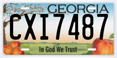 GA license plate CXI7487