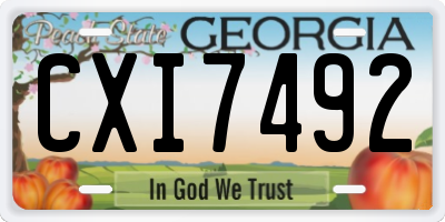 GA license plate CXI7492