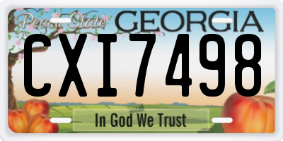 GA license plate CXI7498