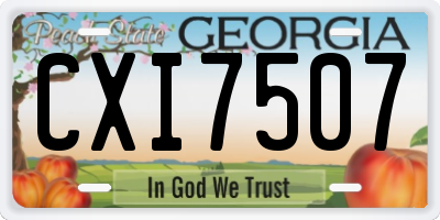 GA license plate CXI7507