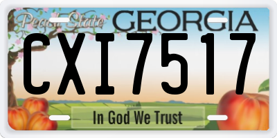 GA license plate CXI7517