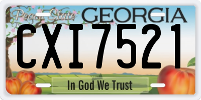 GA license plate CXI7521
