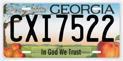 GA license plate CXI7522