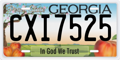 GA license plate CXI7525