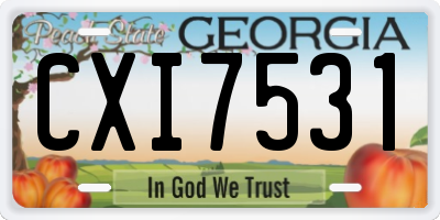 GA license plate CXI7531