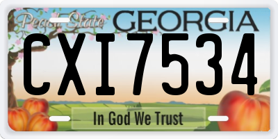 GA license plate CXI7534