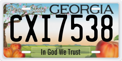 GA license plate CXI7538